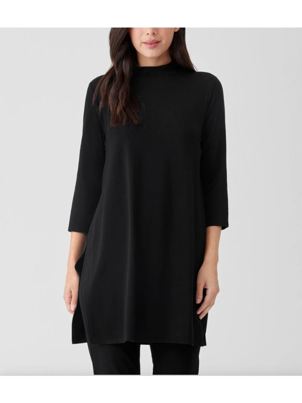 Eileen fisher stretch jersey mock neck tunic - Picture 2 of 10
